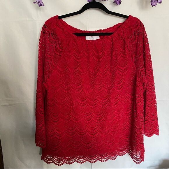 RSVP by Talbots Red Lace. - Picture 1 of 7